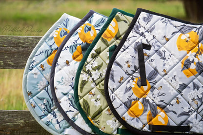 Lemons and Bees Floral Saddle Pads