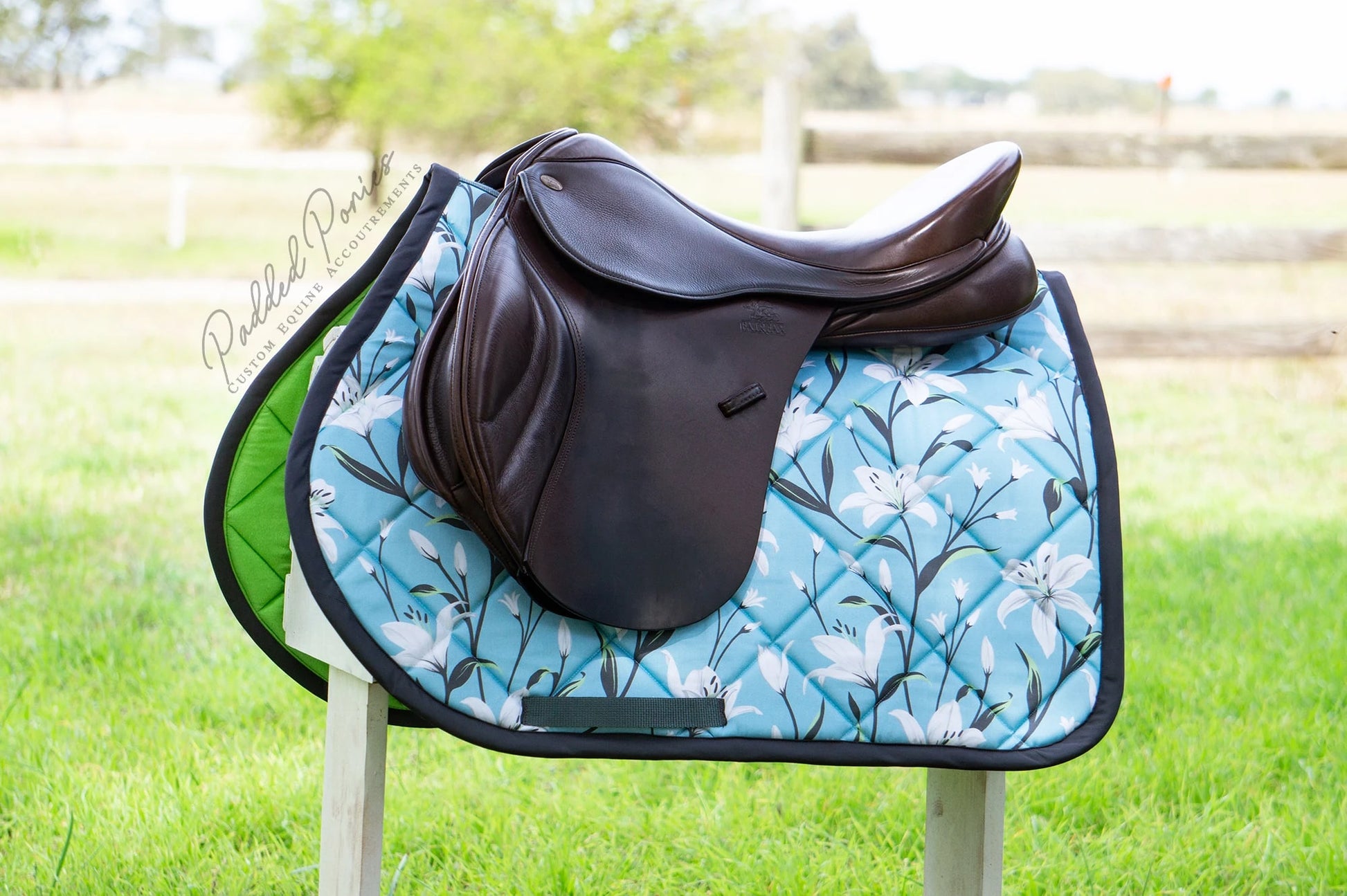 Baby Blue and Gray Lilies Floral All Purpose Saddle Pad
