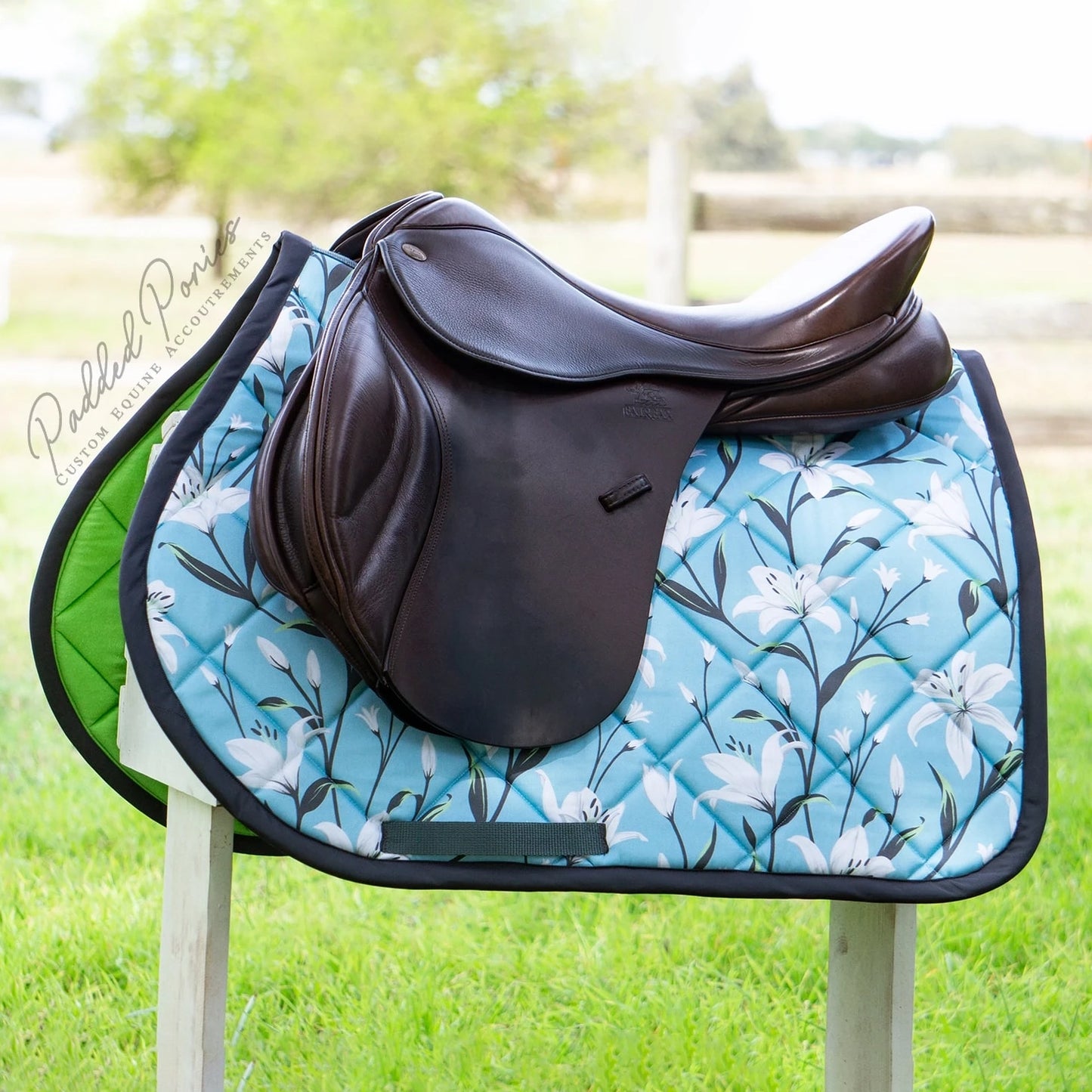 Baby Blue and Gray Lilies Floral All Purpose Saddle Pad