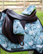 Blue Lilies Stirrup Covers - Sample Sale