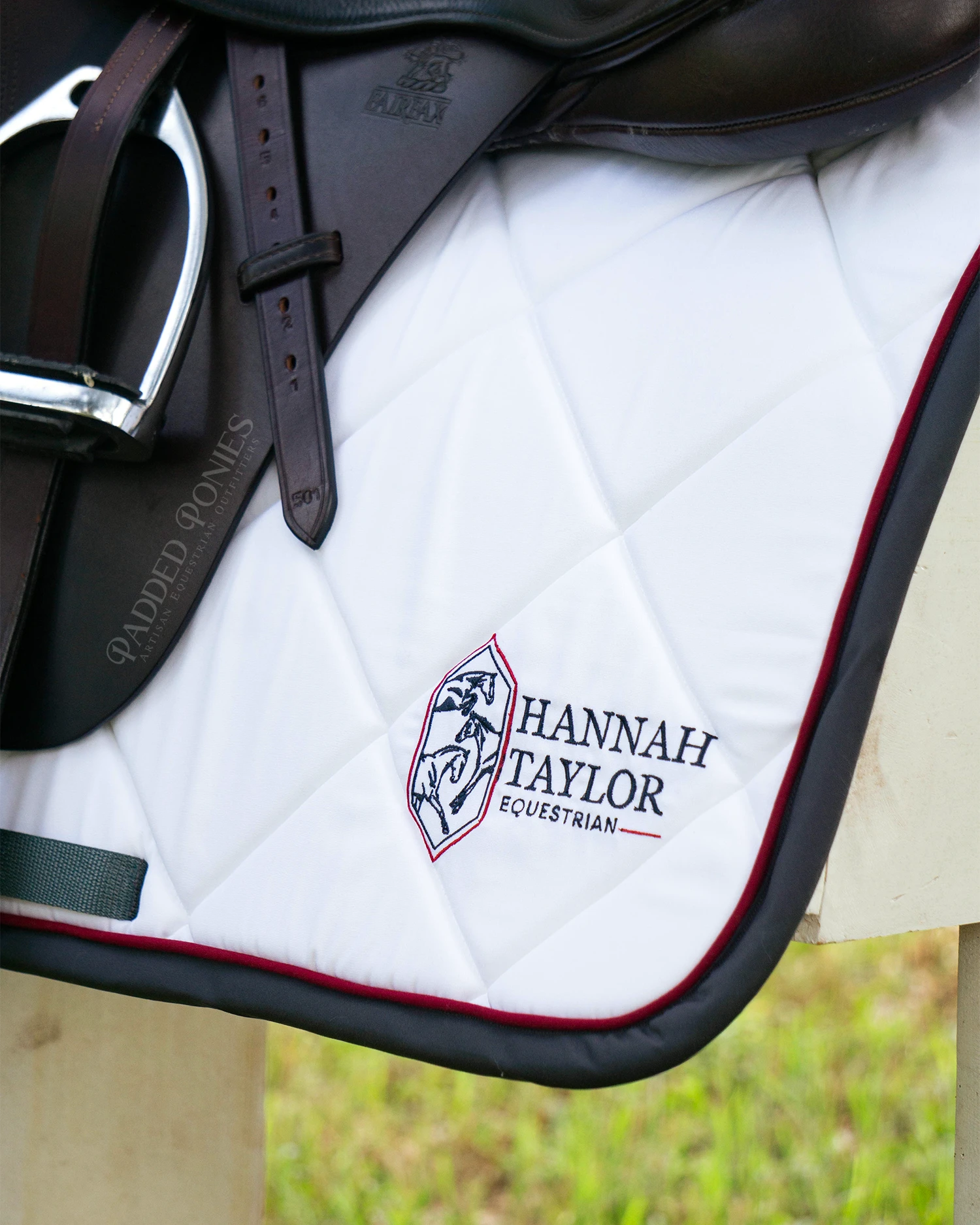 Custom Equestrian Logo White Jump Saddle Pad
