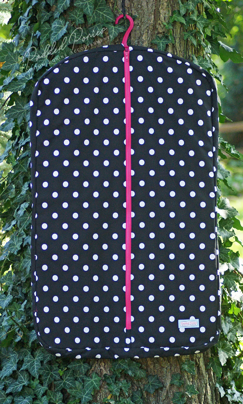 Black and Hot Pink Polka Dot Garment Bag