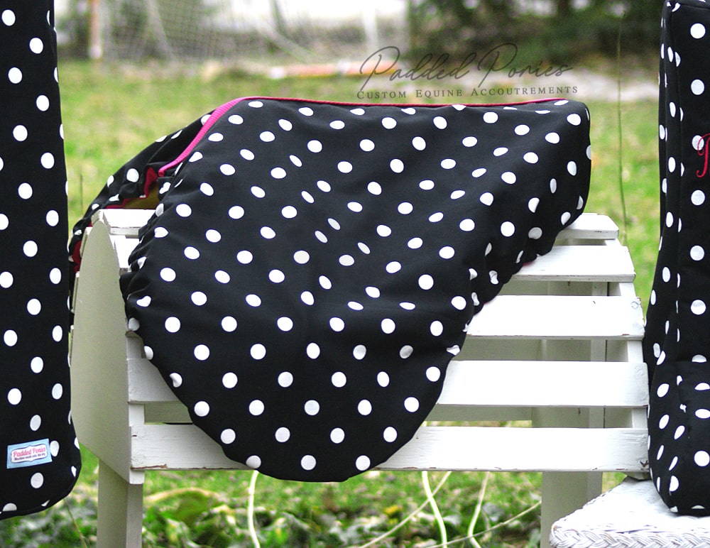 Black and Hot Pink Polka Dot Saddle Cover