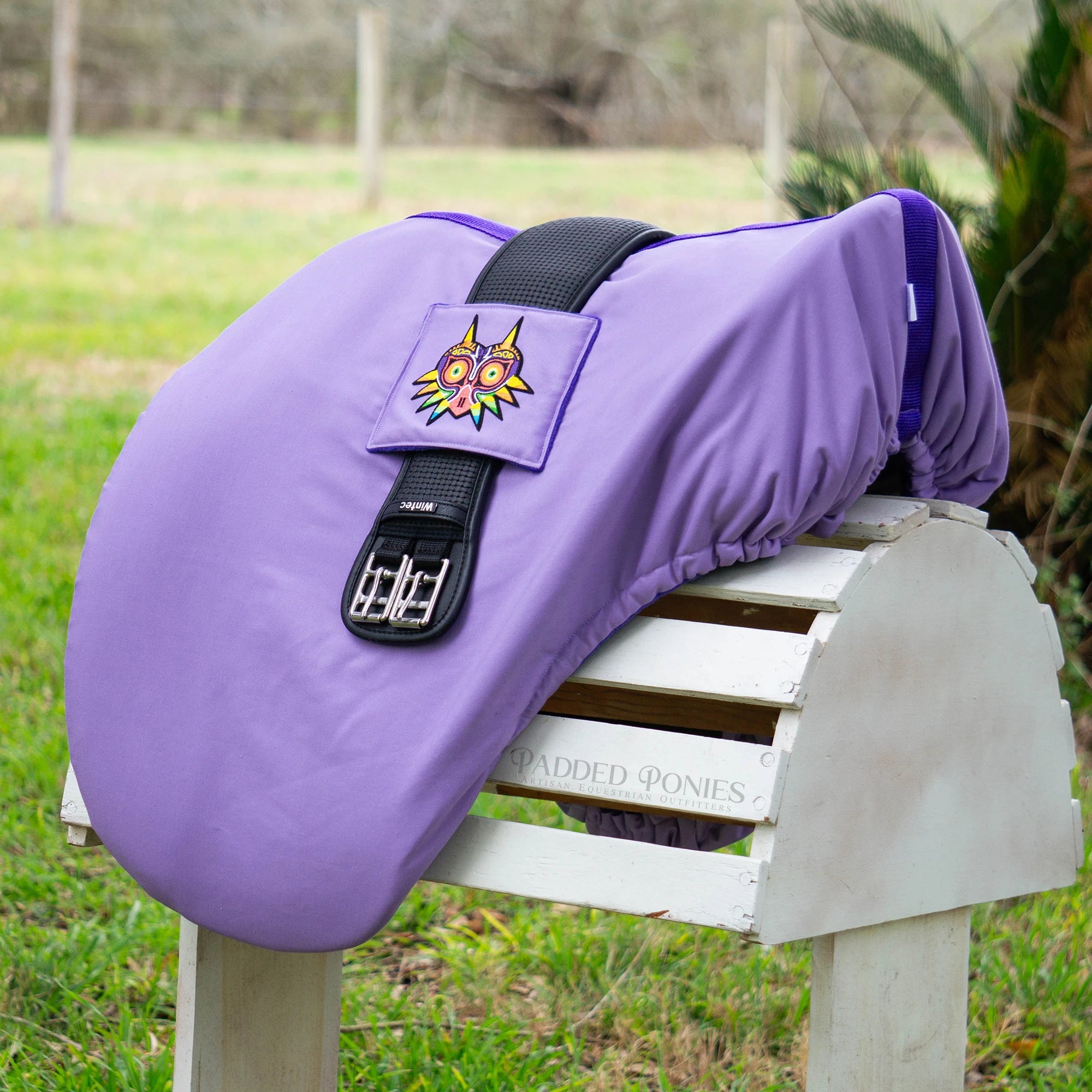 Purple Legend of Zelda Majora's Mask Dressage Saddle Cover with Girth Pocket