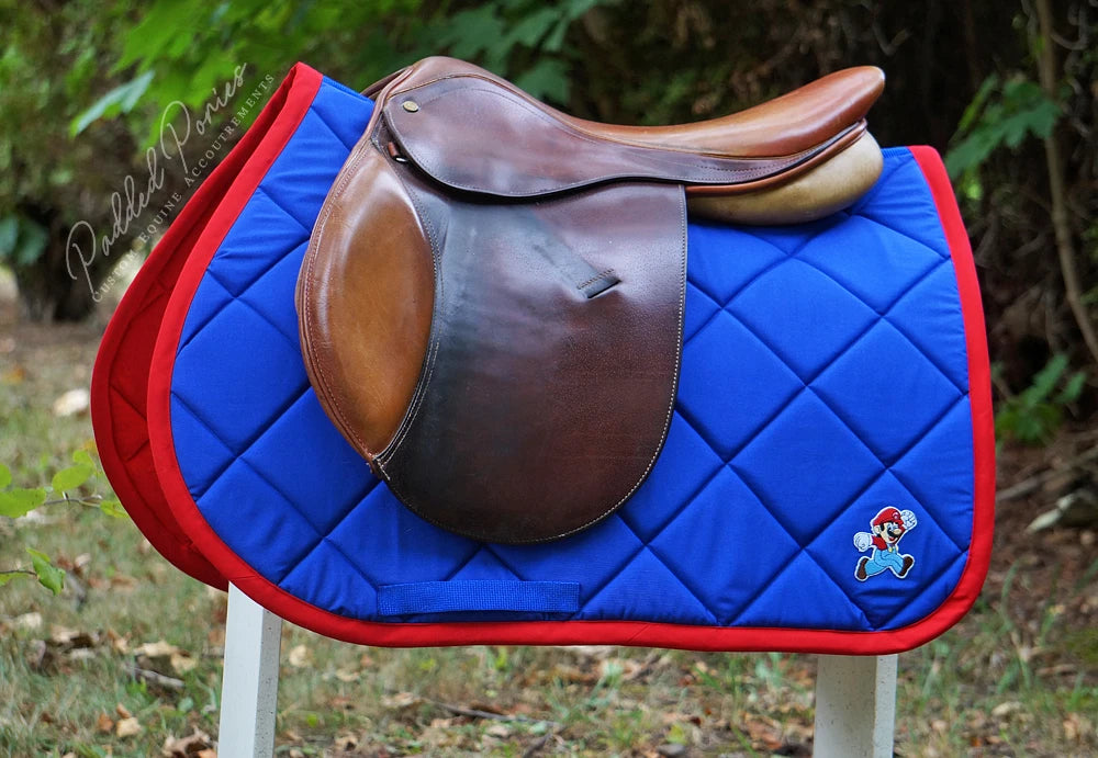 Royal Blue and Red Super Mario Brother's Nintendo All Purpose Saddle Pad