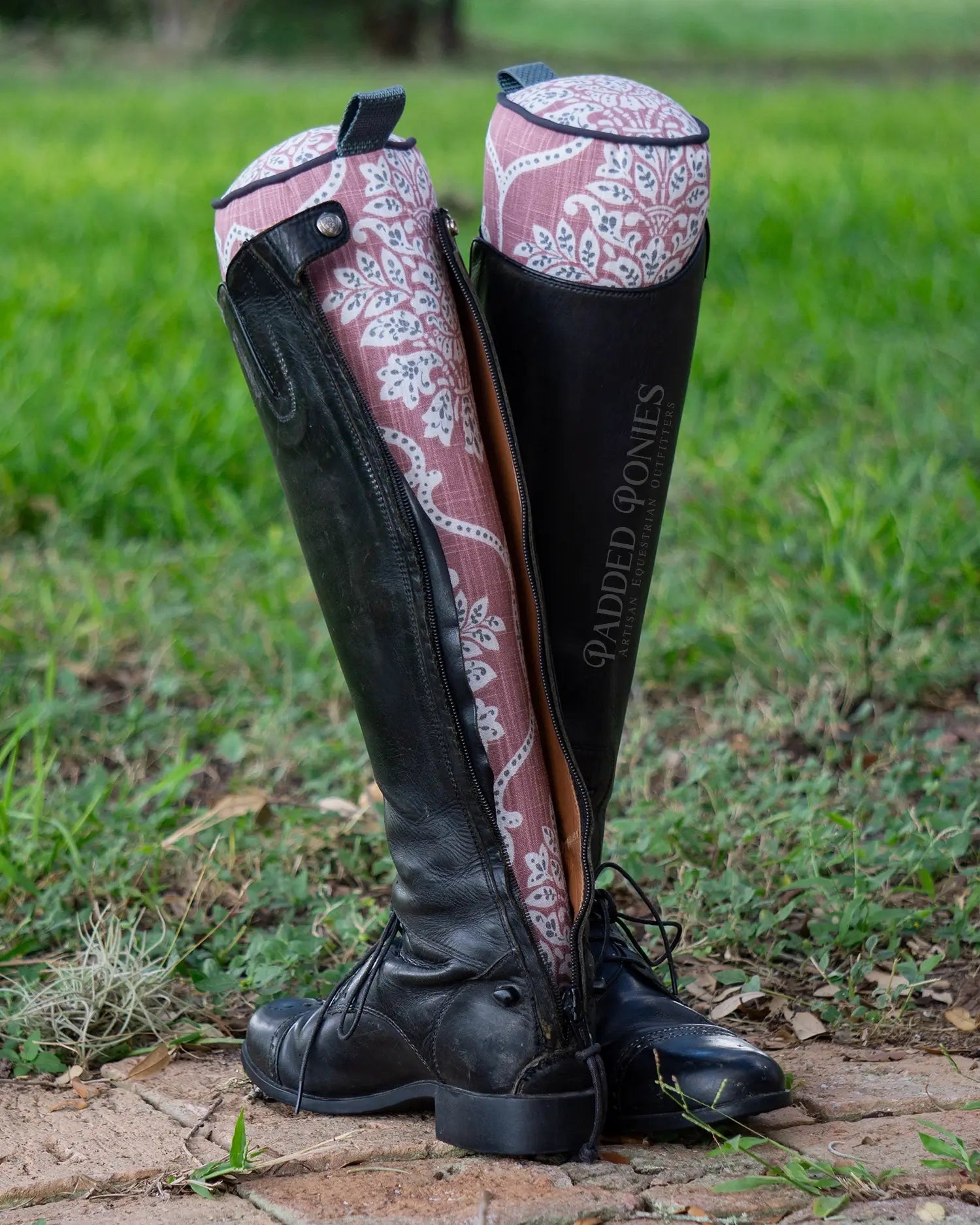 Mauve Rose Pink and Charcoal Gray Floral Damask Boot Tree Stuffers