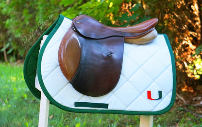 University of Miami Patch White and Green All Purpose Saddle Pad