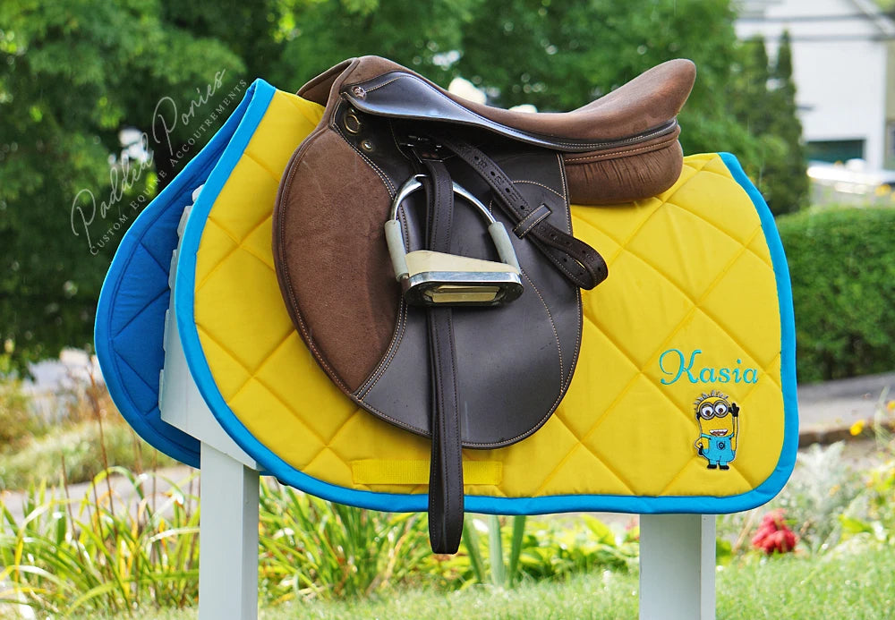 Despicable Me Minions Patch Yellow and Blue All Purpose Saddle Pad with Monogram