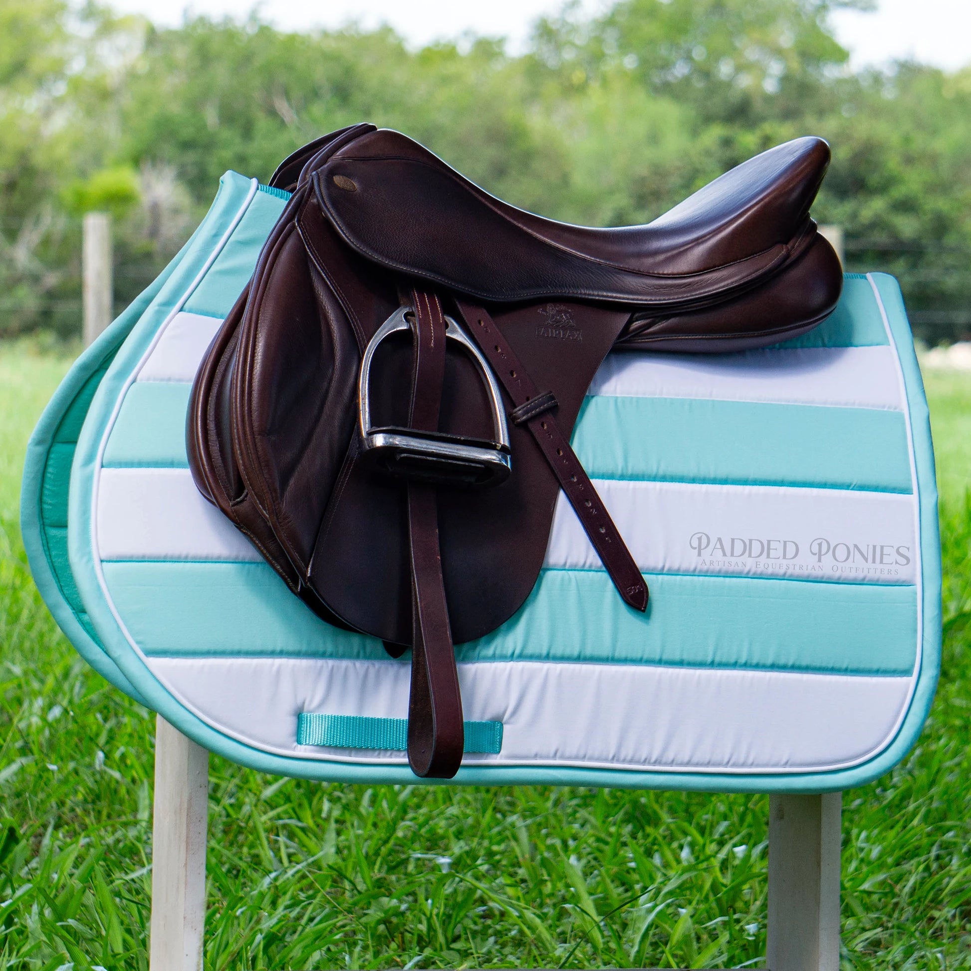 Mint and White Stripe All Purpose Saddle Pad