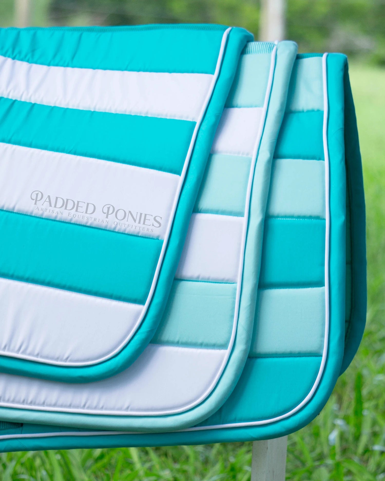 Turquoise, Mint, and White Stripe All Purpose Saddle Pads