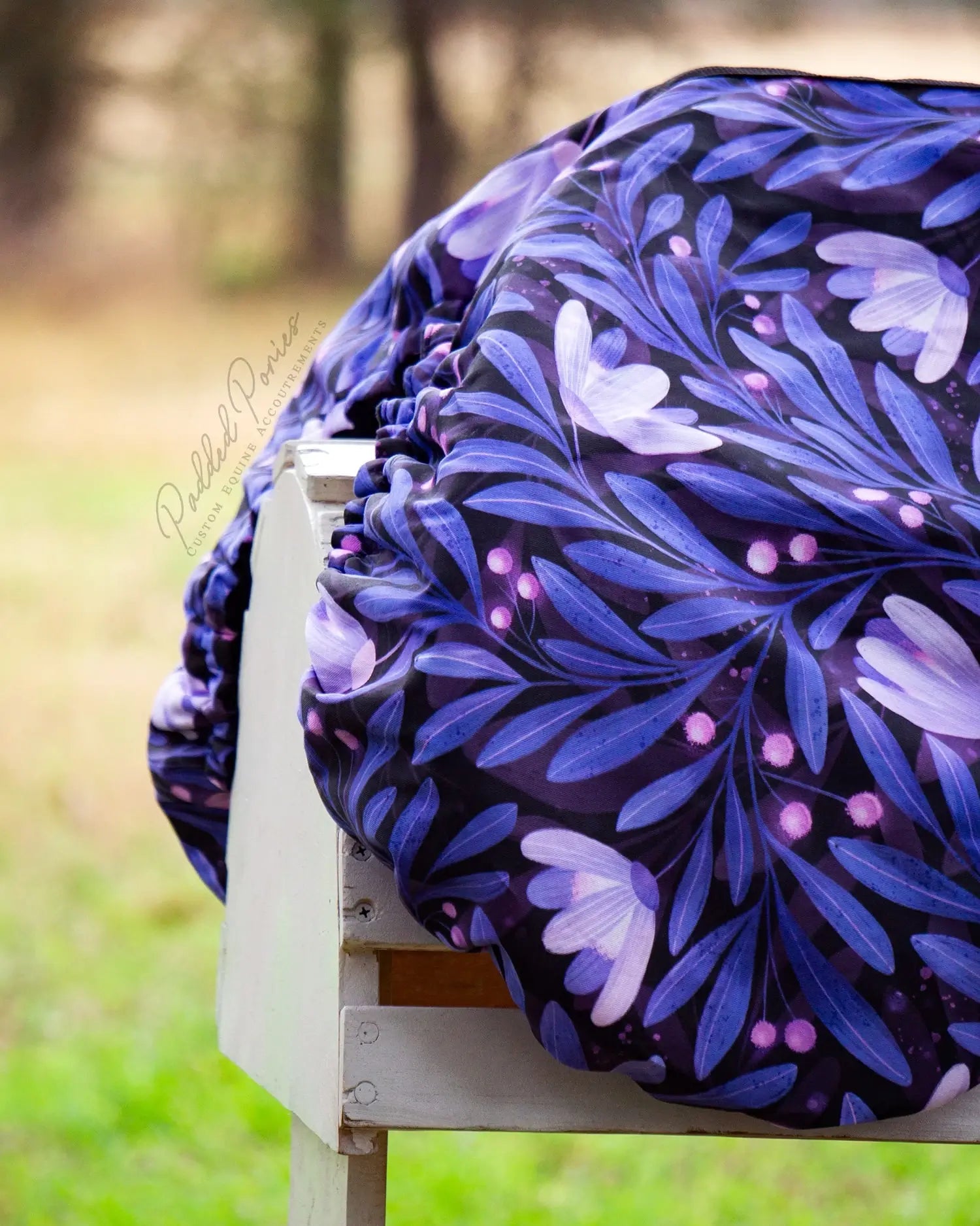 Purple Indigo Lavender Moonflowers Floral All Purpose Saddle Cover