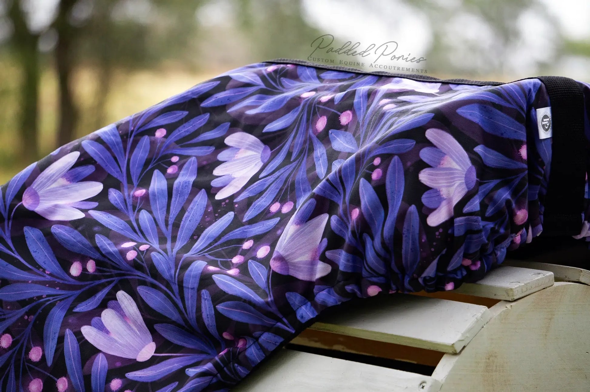 Purple Indigo Lavender Moonflowers Floral All Purpose Saddle Cover