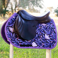 Indigo Lavender Purple Moonflowers Floral Jump Saddle Pad