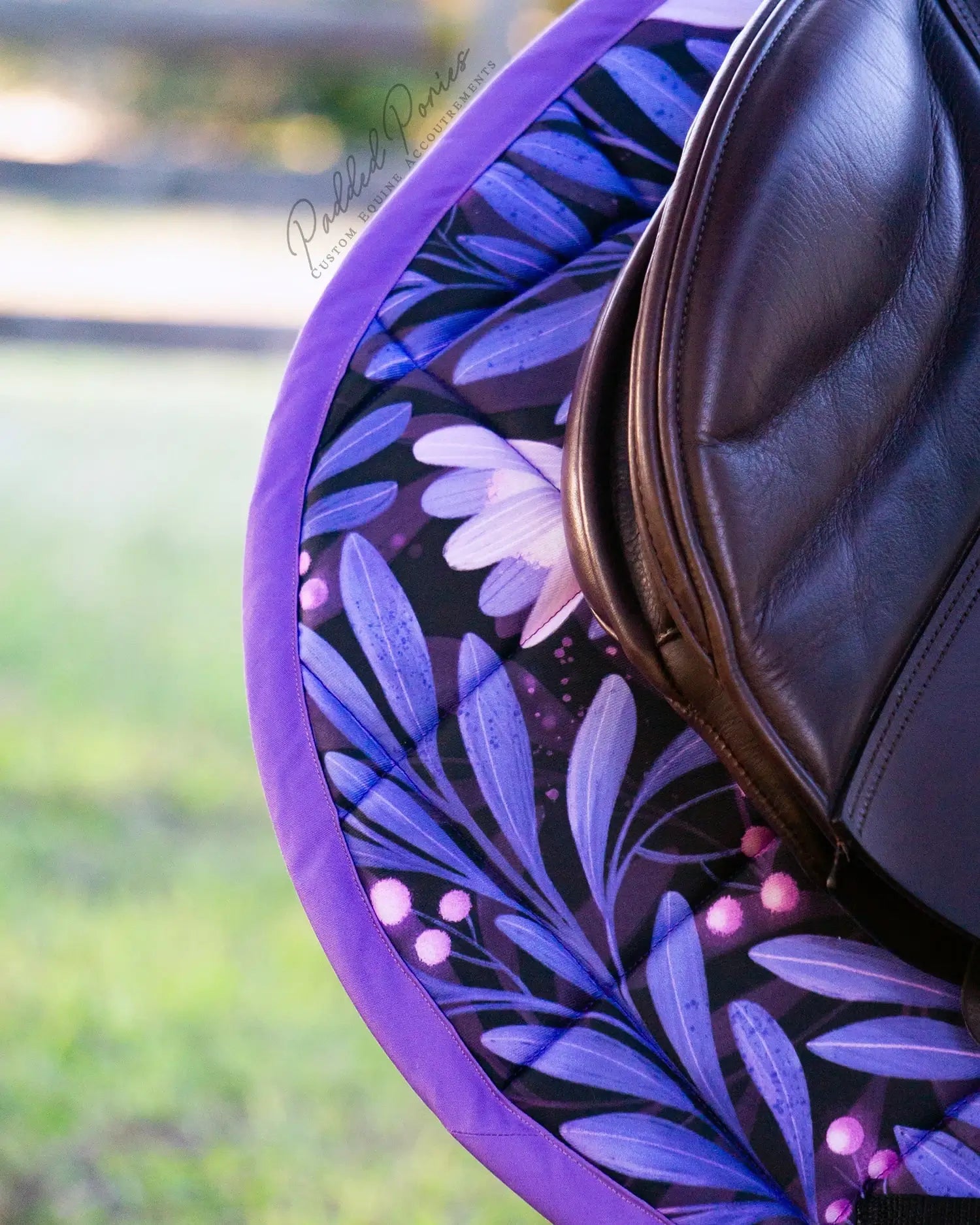 Indigo Lavender Purple Moonflowers Floral Jump Saddle Pad