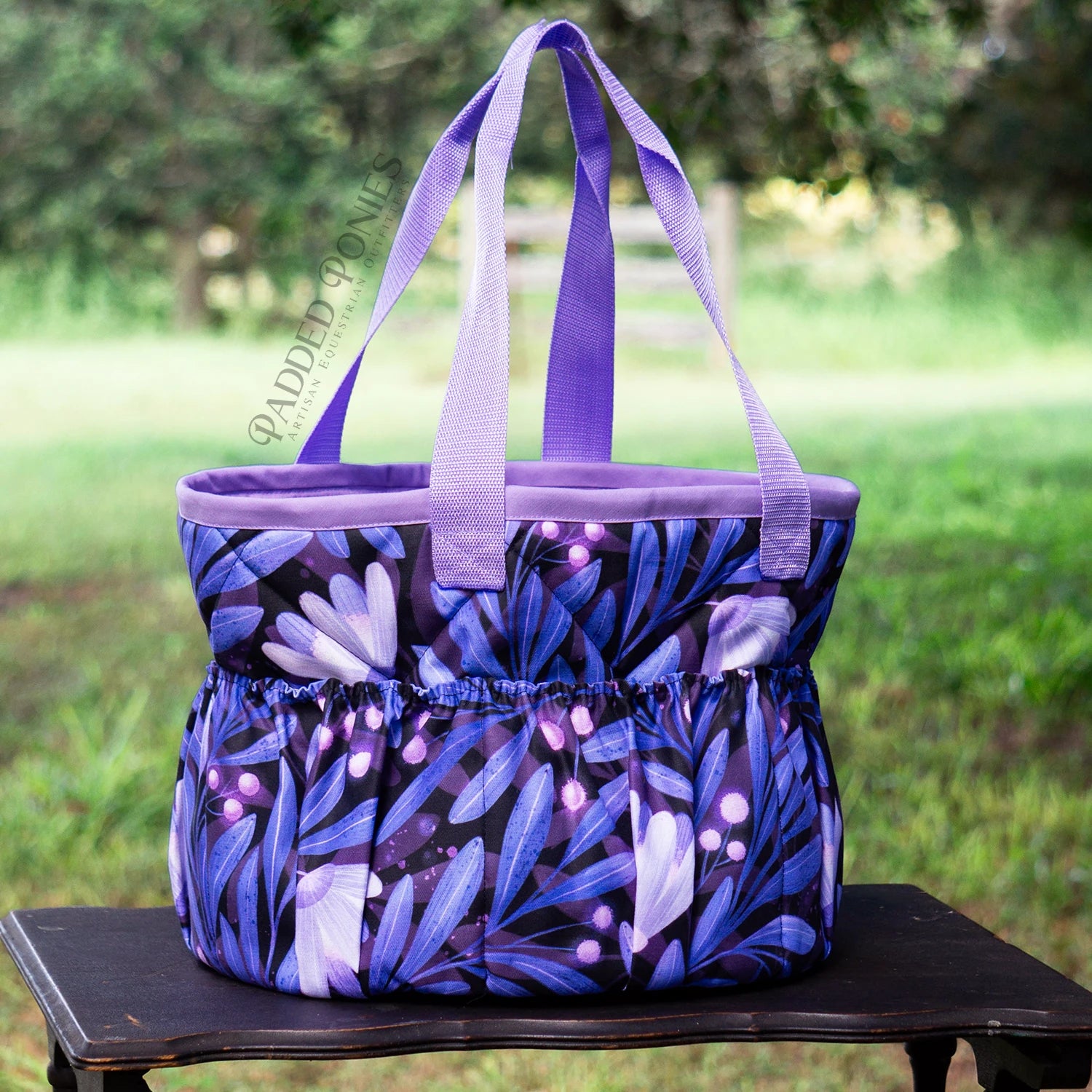 Custom Purple Moonflowers Large Groom Brush Bag