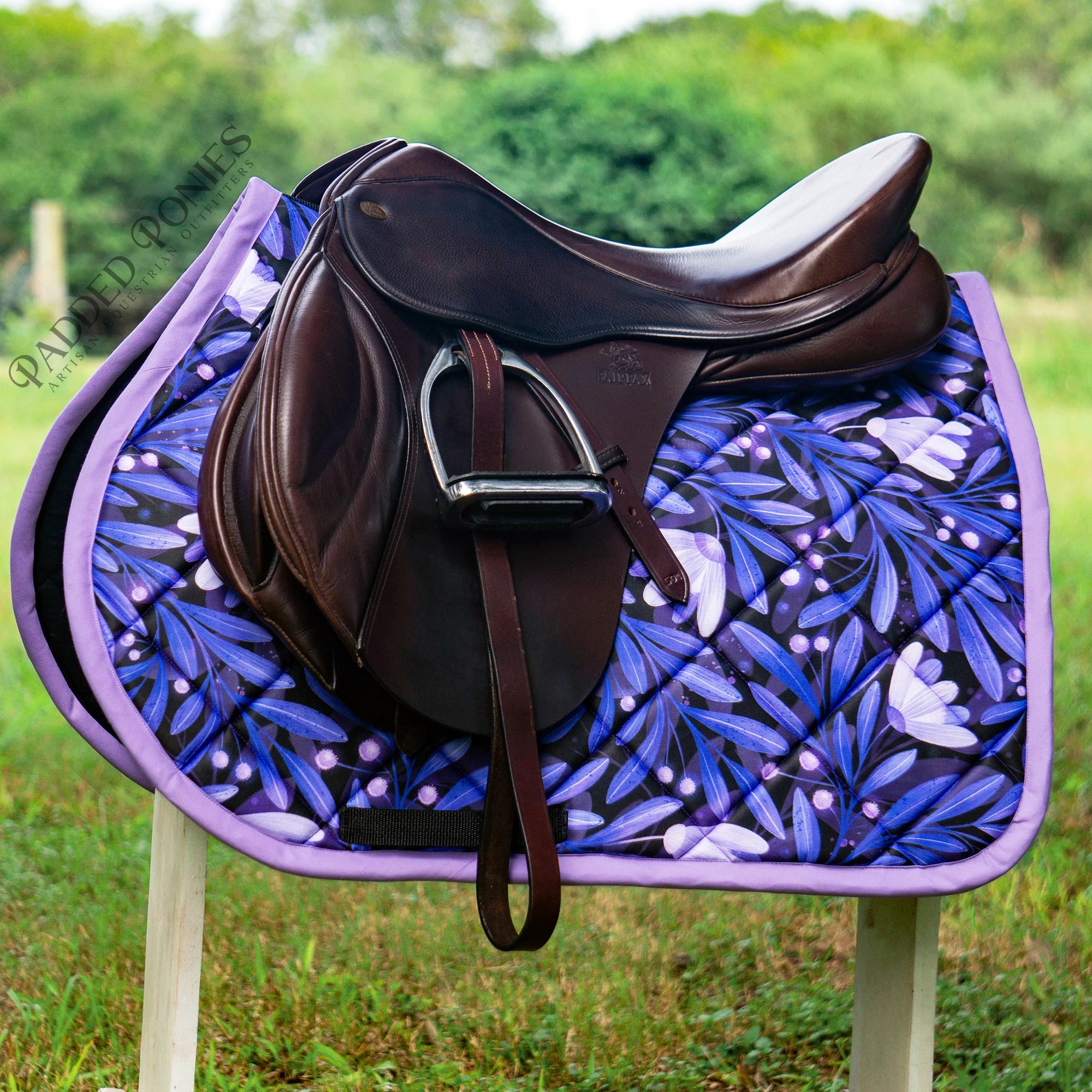 Indigo Lavender Purple Moonflowers Floral All Purpose Saddle Pad