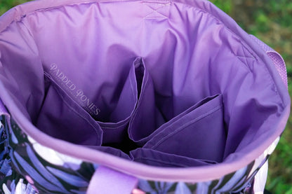 Custom Purple Moonflowers Large Groom Brush Bag