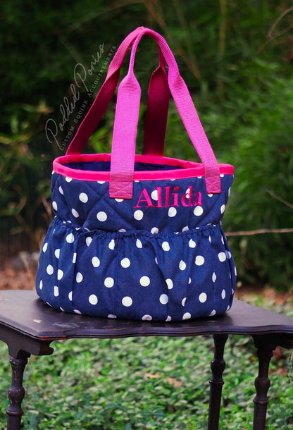 Custom Polka Dot Large Grooming Brush Bag