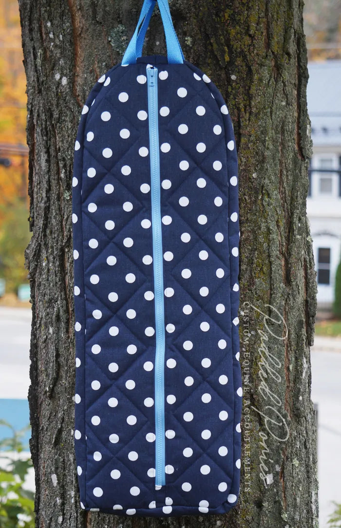 Navy Blue and Baby Blue Polka Dot Bridle Bag