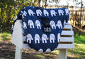 Navy Blue Elephants Animal Print Dressage Saddle Cover with Girth Holder Pocket