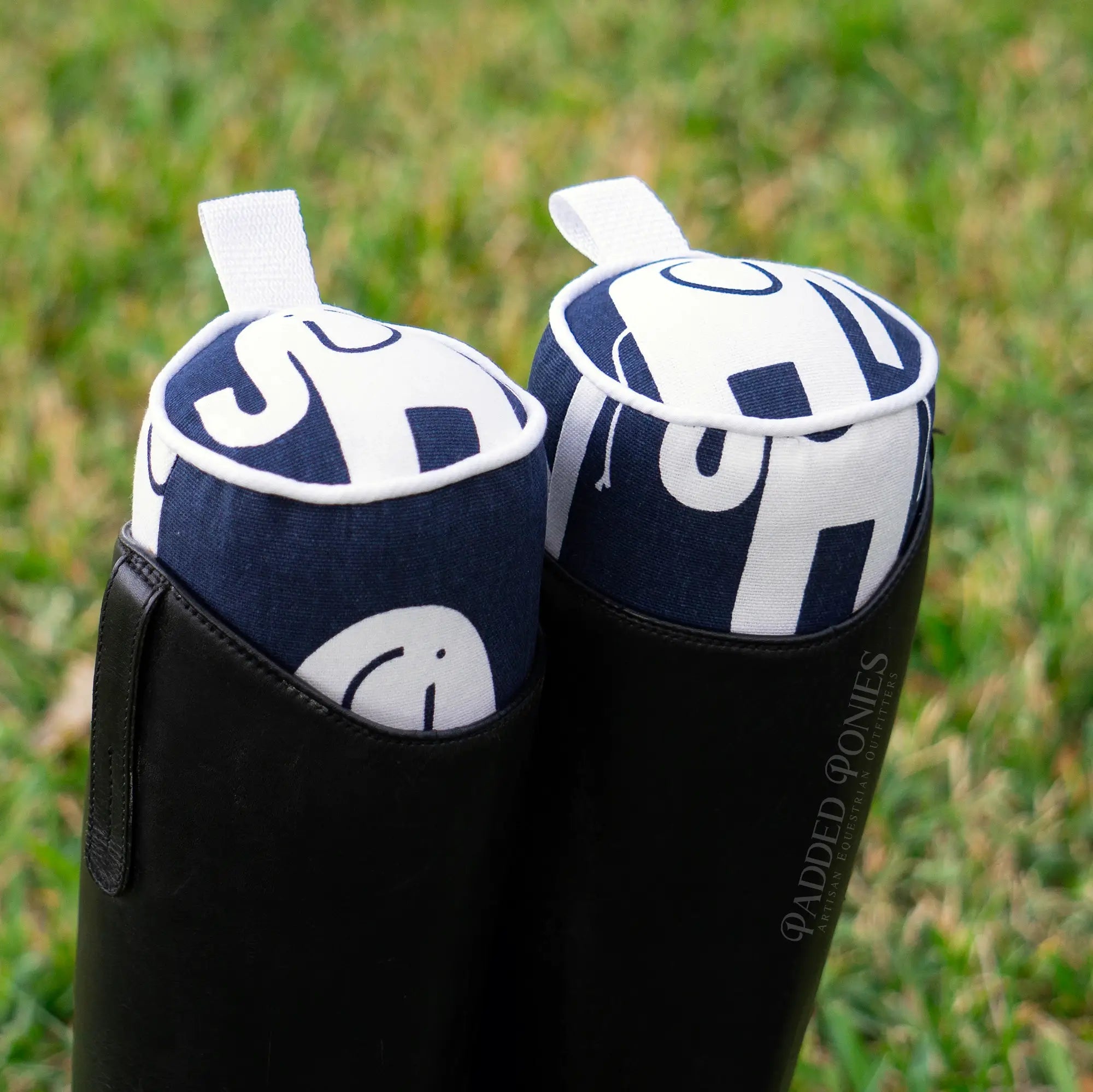Navy Blue and White Elephants Animal Print Boot Tree Stuffers