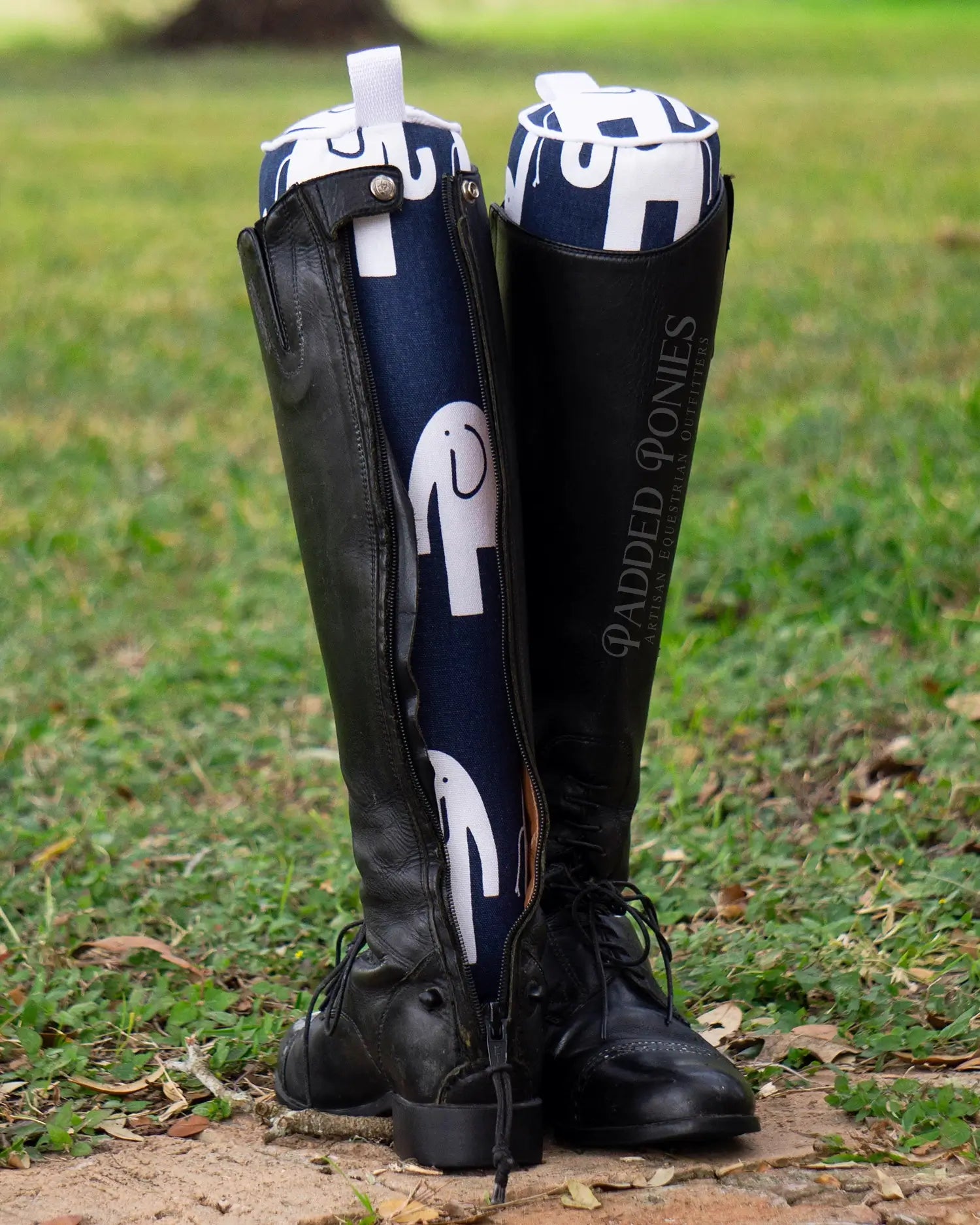 Navy Blue and White Elephants Animal Print Boot Tree Stuffers