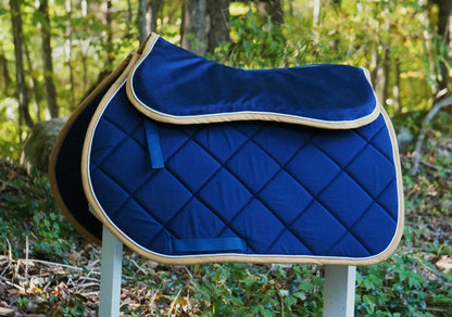Navy and Gold Solid Color All Purpose Saddle Pad with Matching Memory Foam Half Pad