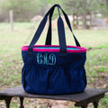 Navy Blue, Hot Pink, and Turquoise Horse Grooming Tote Bag with Monogram