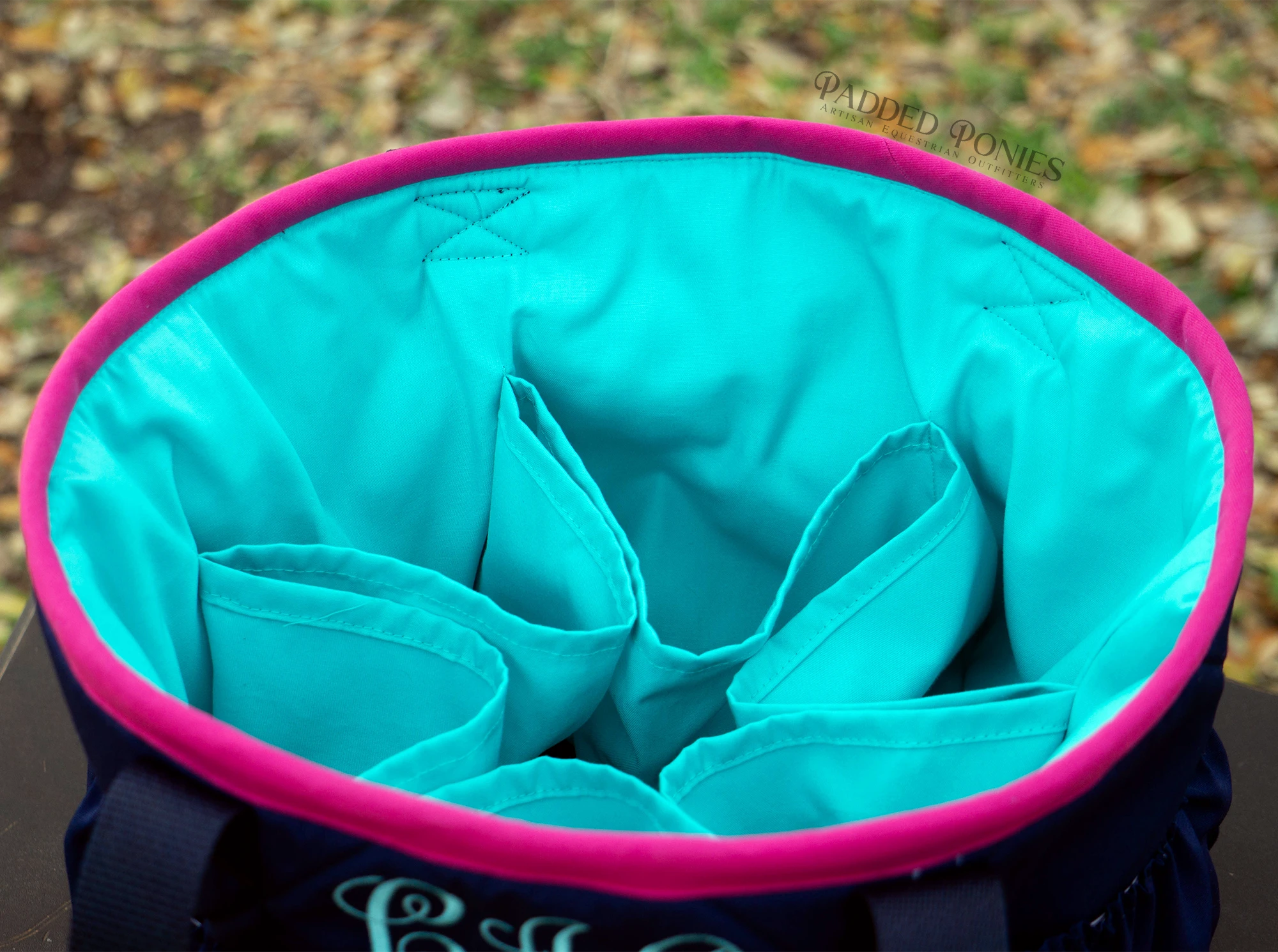 Navy Blue, Hot Pink, and Turquoise Horse Grooming Tote Bag with Monogram