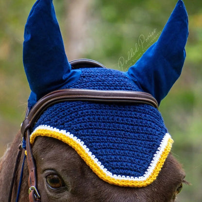 Navy Blue and Yellow Solid Color Fly Veil Bonnet
