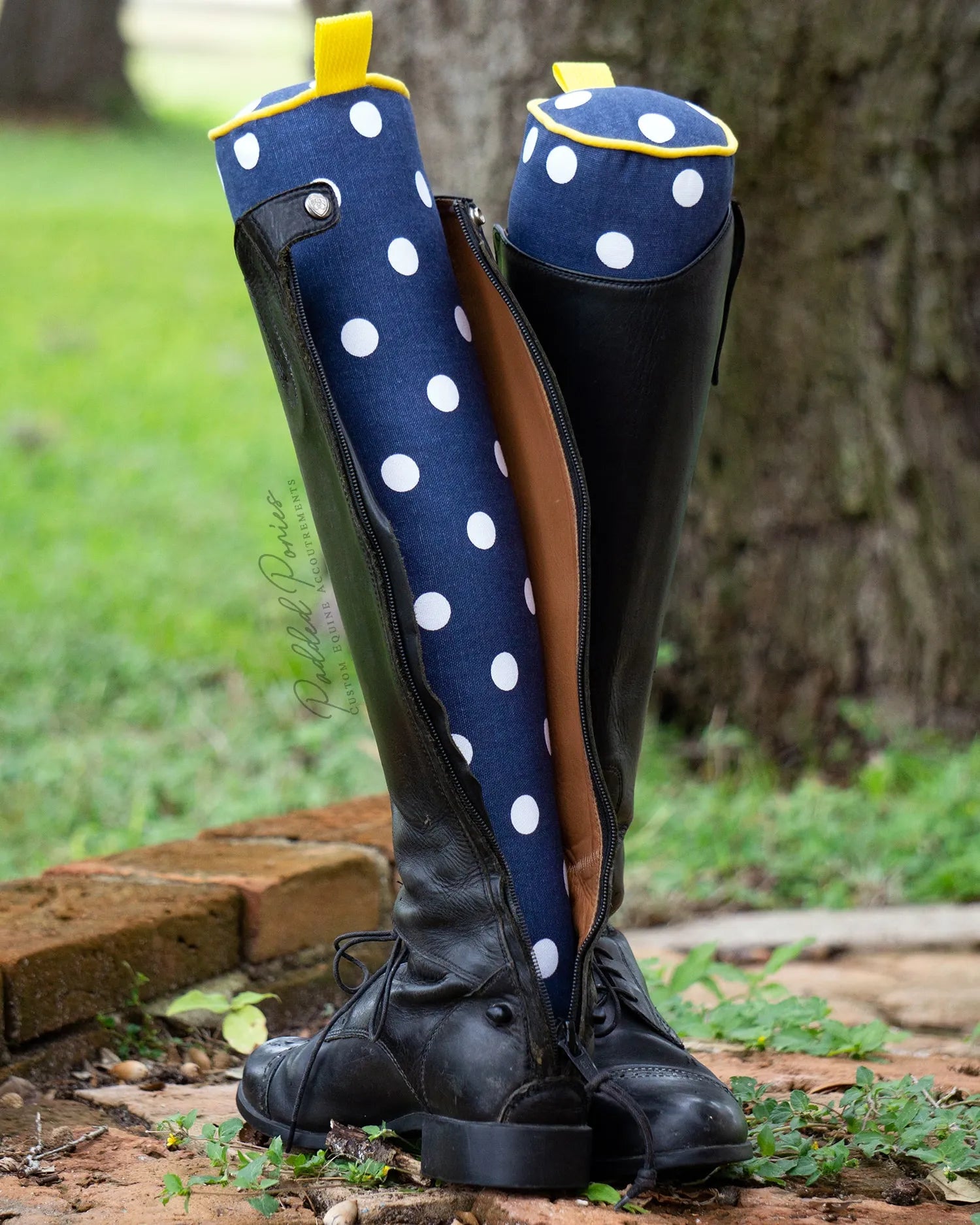 Navy and Yellow Polka Dot Boot Trees