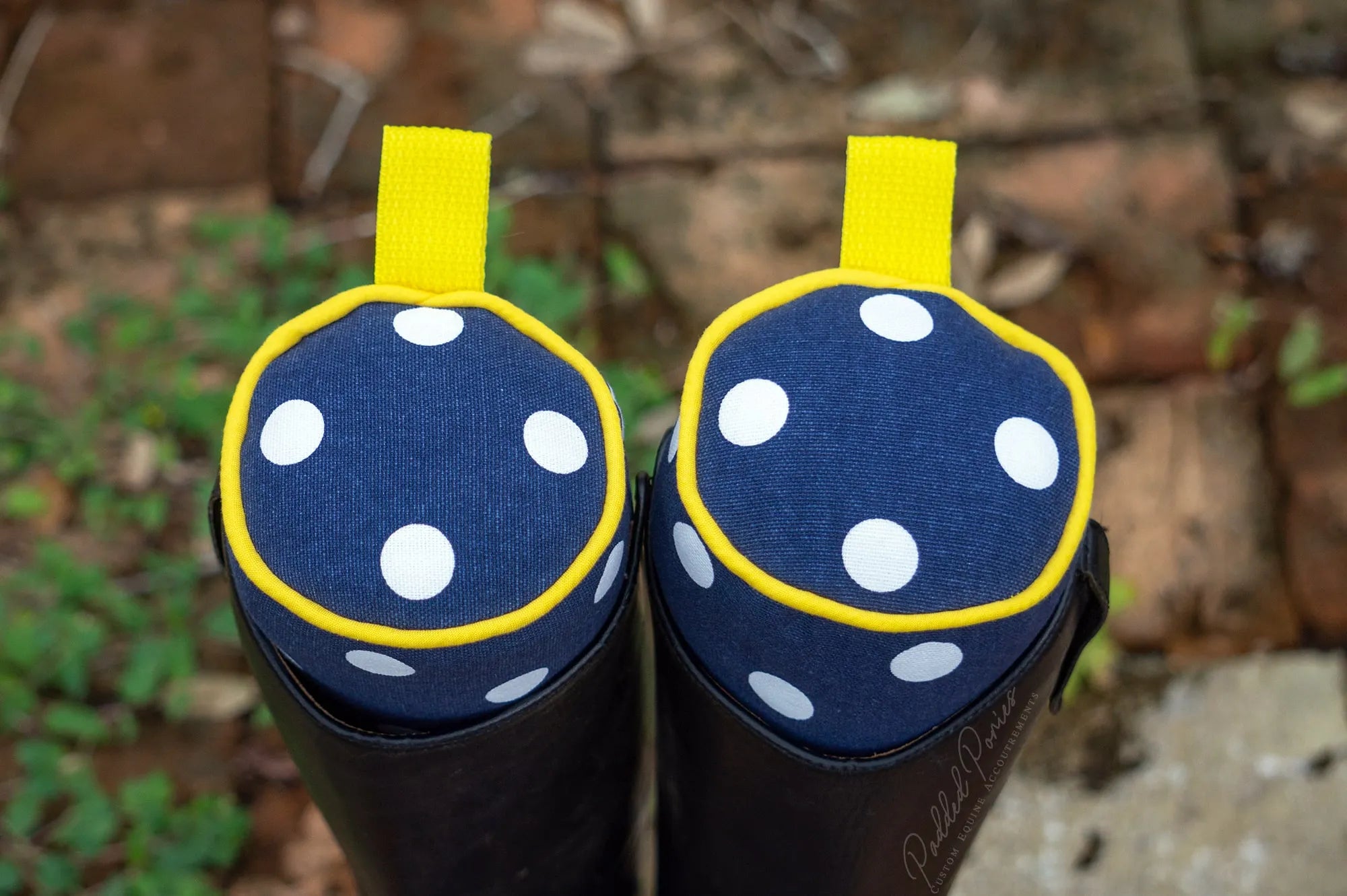 Navy and Yellow Polka Dot Boot Trees