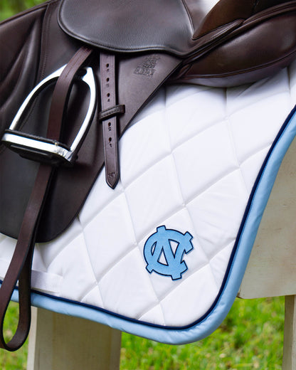 White and Blue University of North Carolina Patch Jump Saddle Pad