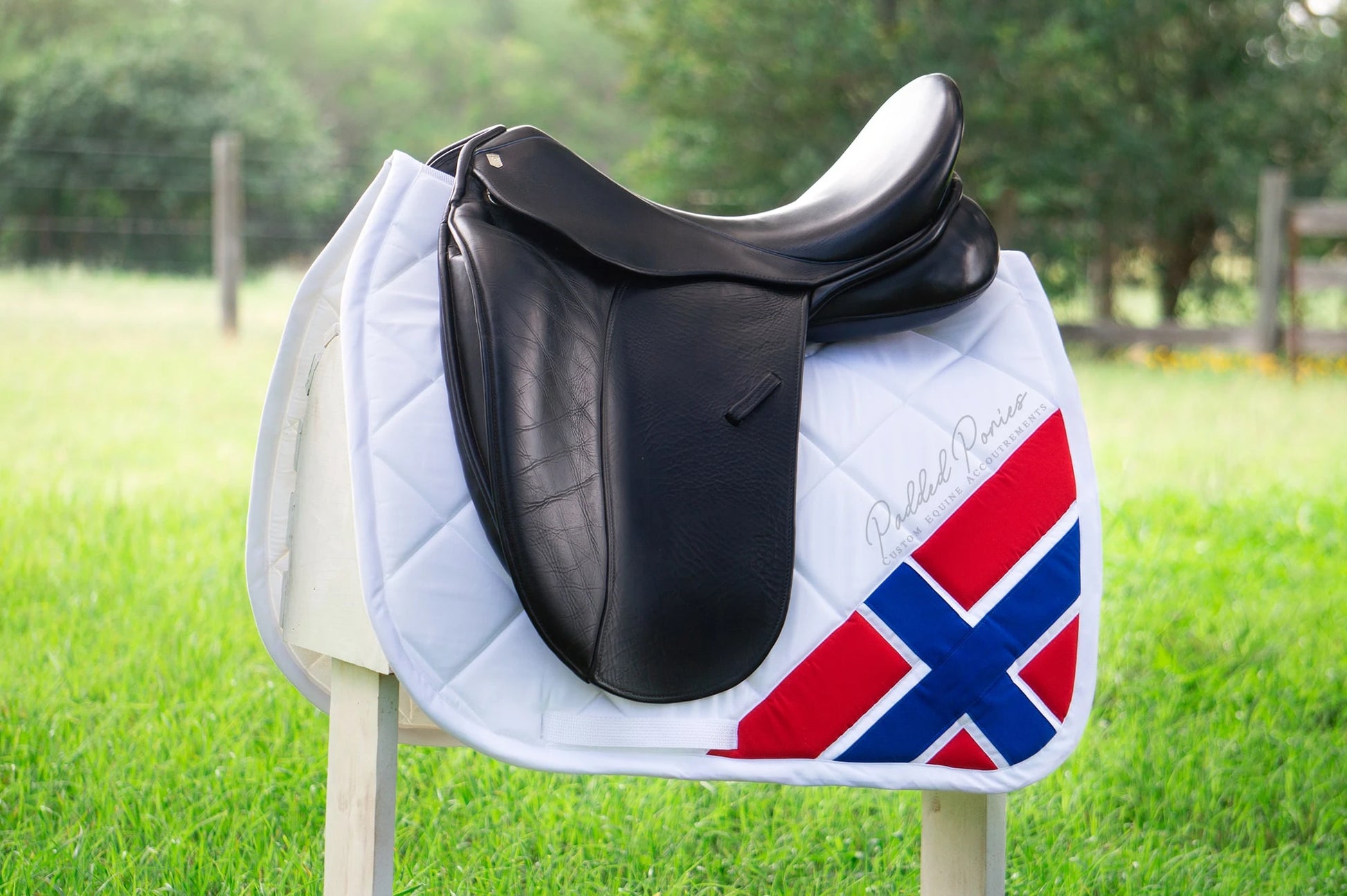 Norway Norwegian Corner Flag White Dressage Saddle Pad