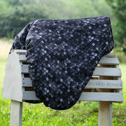 Obsidian Black/Gray Dragon Scales Dressage Saddle Cover