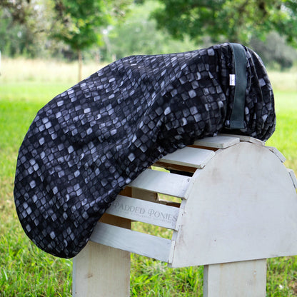 Obsidian Black/Gray Dragon Scales Dressage Saddle Cover