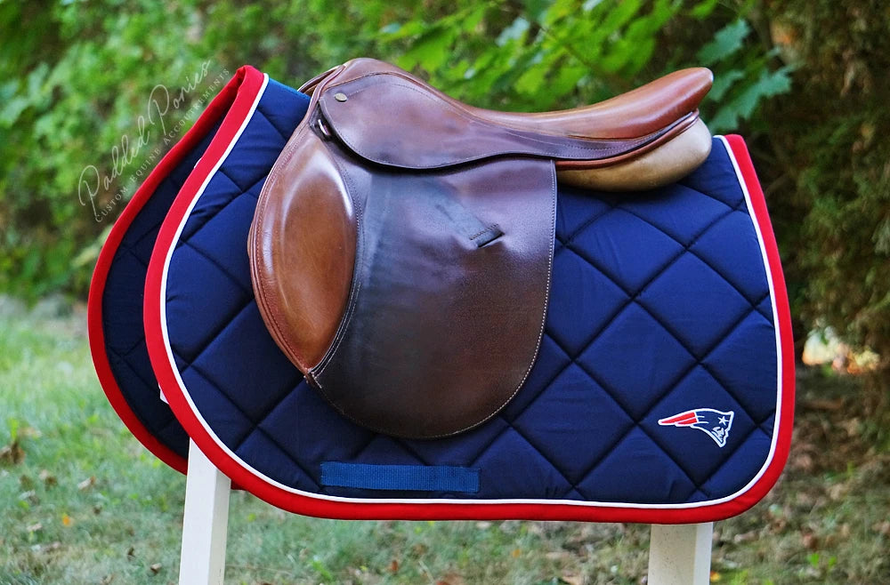 Navy Blue and Red New England Patriots Football Patch All Purpose Saddle Pad