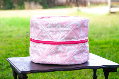 Baby Pink and Hot Pink Floral Damask Helmet Bag