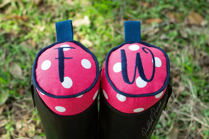 Hot Pink and Navy Blue Polka Dot Boot Trees with Monogram