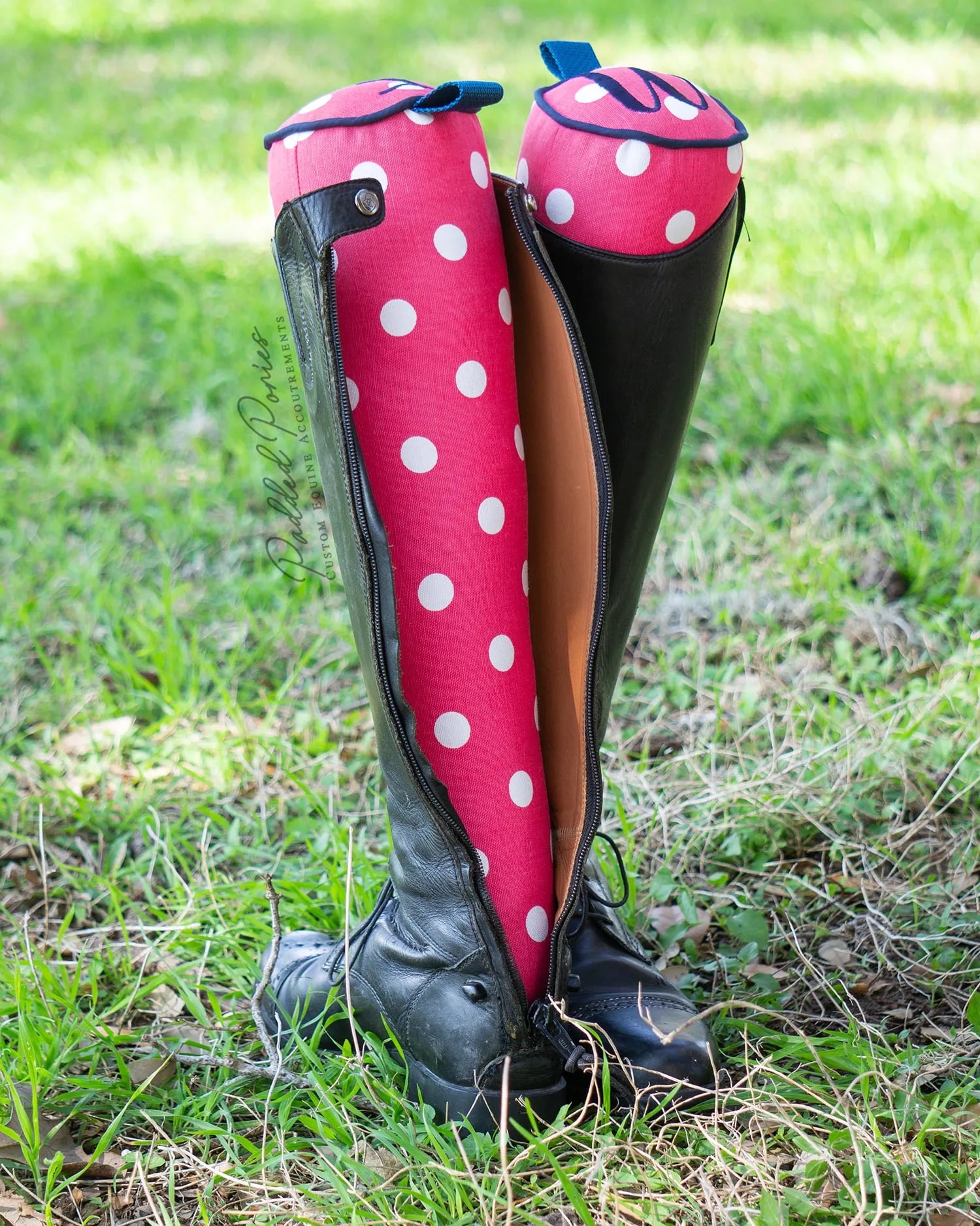 Hot Pink and Navy Blue Polka Dot Boot Trees