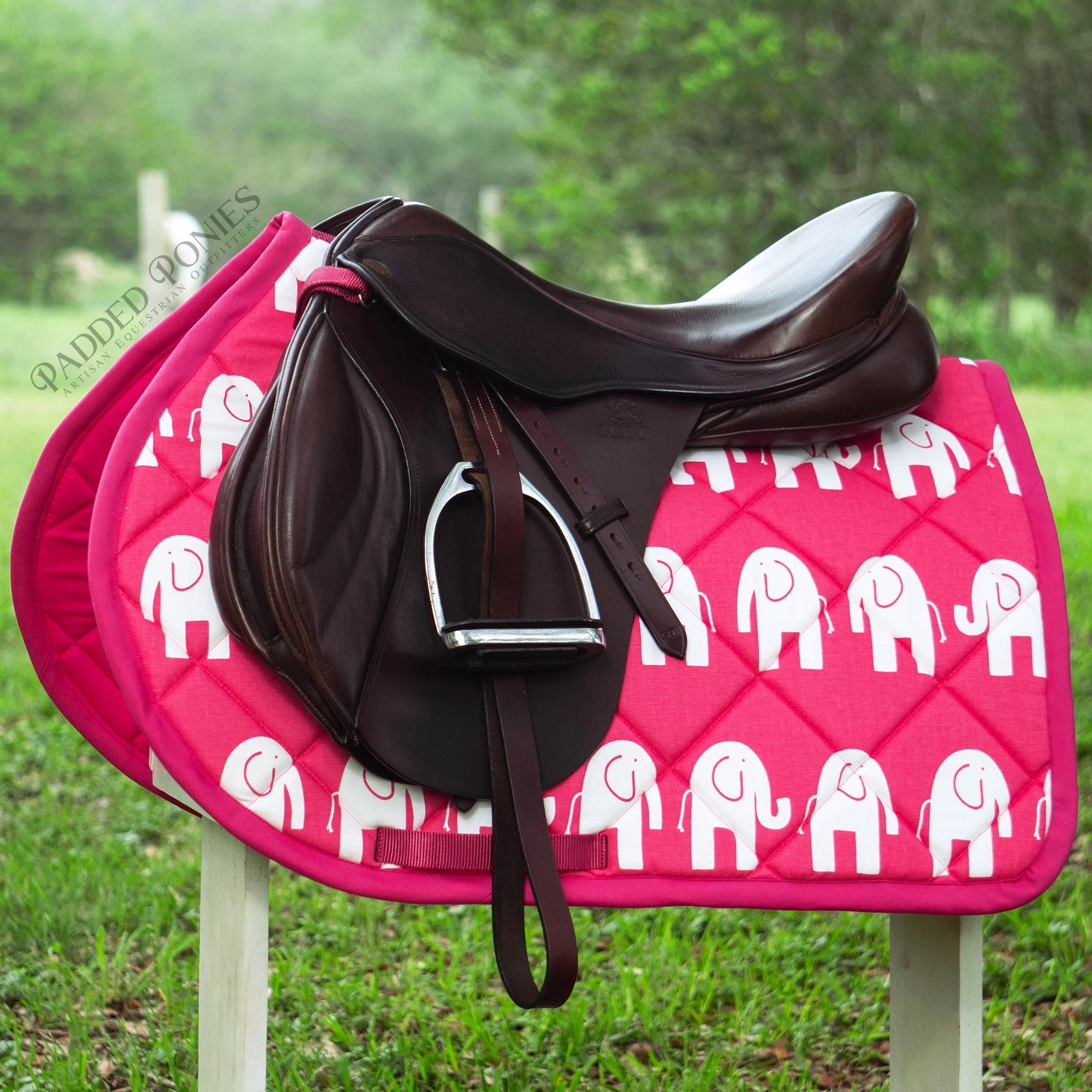 Hot Pink Elephants Animal Print Jump Saddle Pad