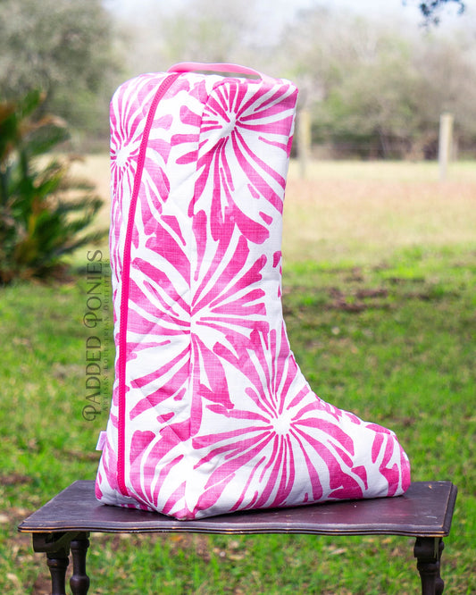 Hot Pink Floral Boot Bag with Monogram