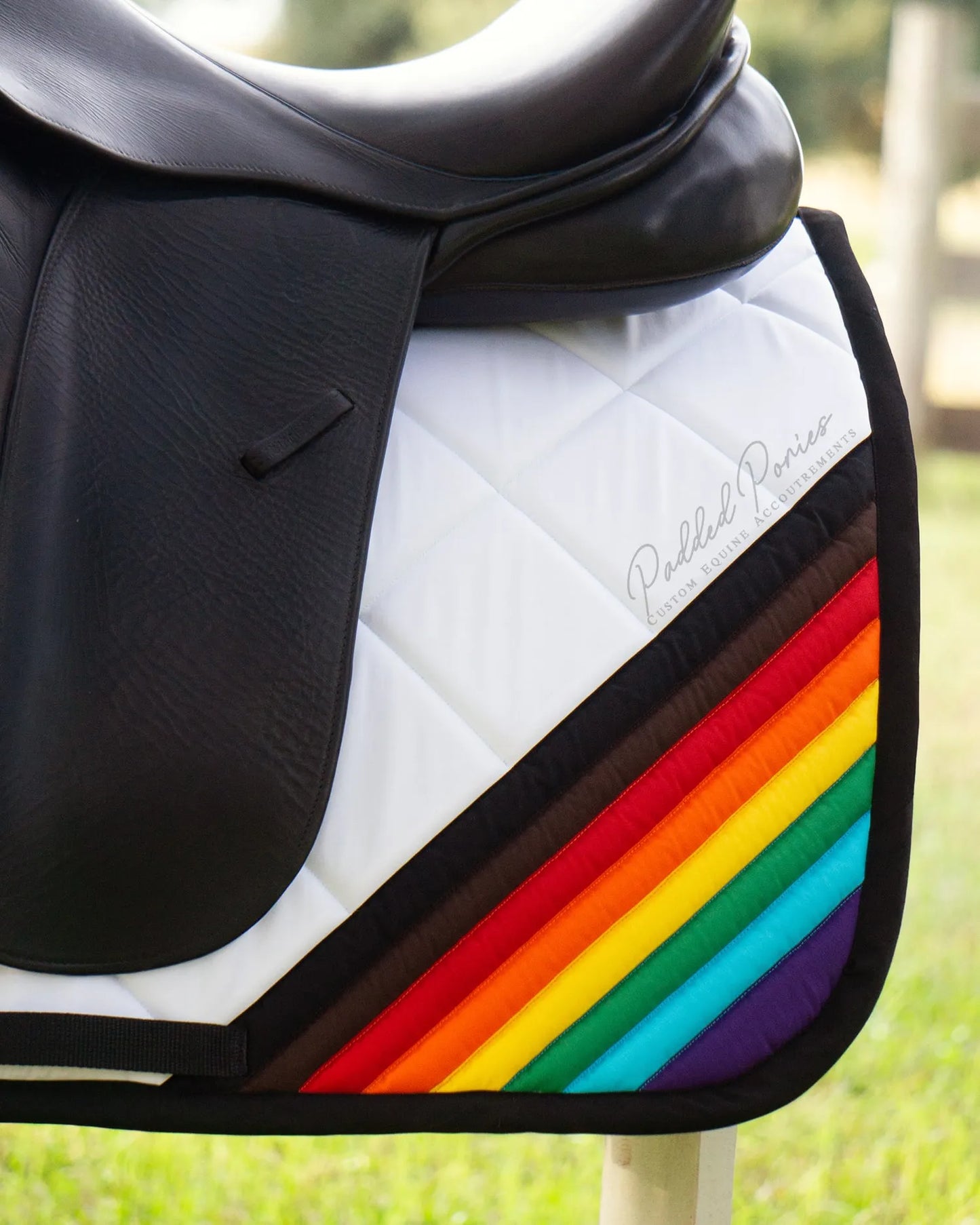 LGBTQ+ People of Color Inclusive Gay Rainbow Flag Corner Saddle Pad