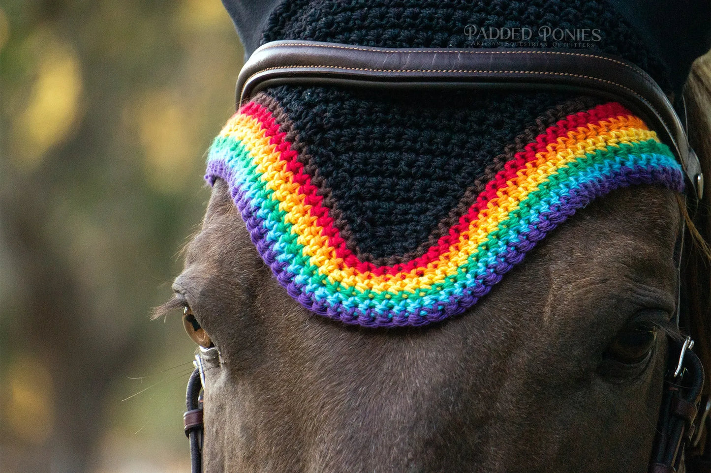 LGBTQ+ People of Color Inclusive Gay Rainbow Flag Trim Black Fly Veil Bonnet