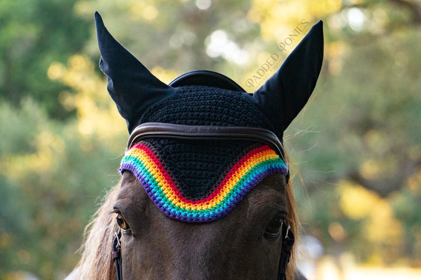 LGBTQ+ People of Color Inclusive Gay Rainbow Flag Trim Black Fly Veil Bonnet