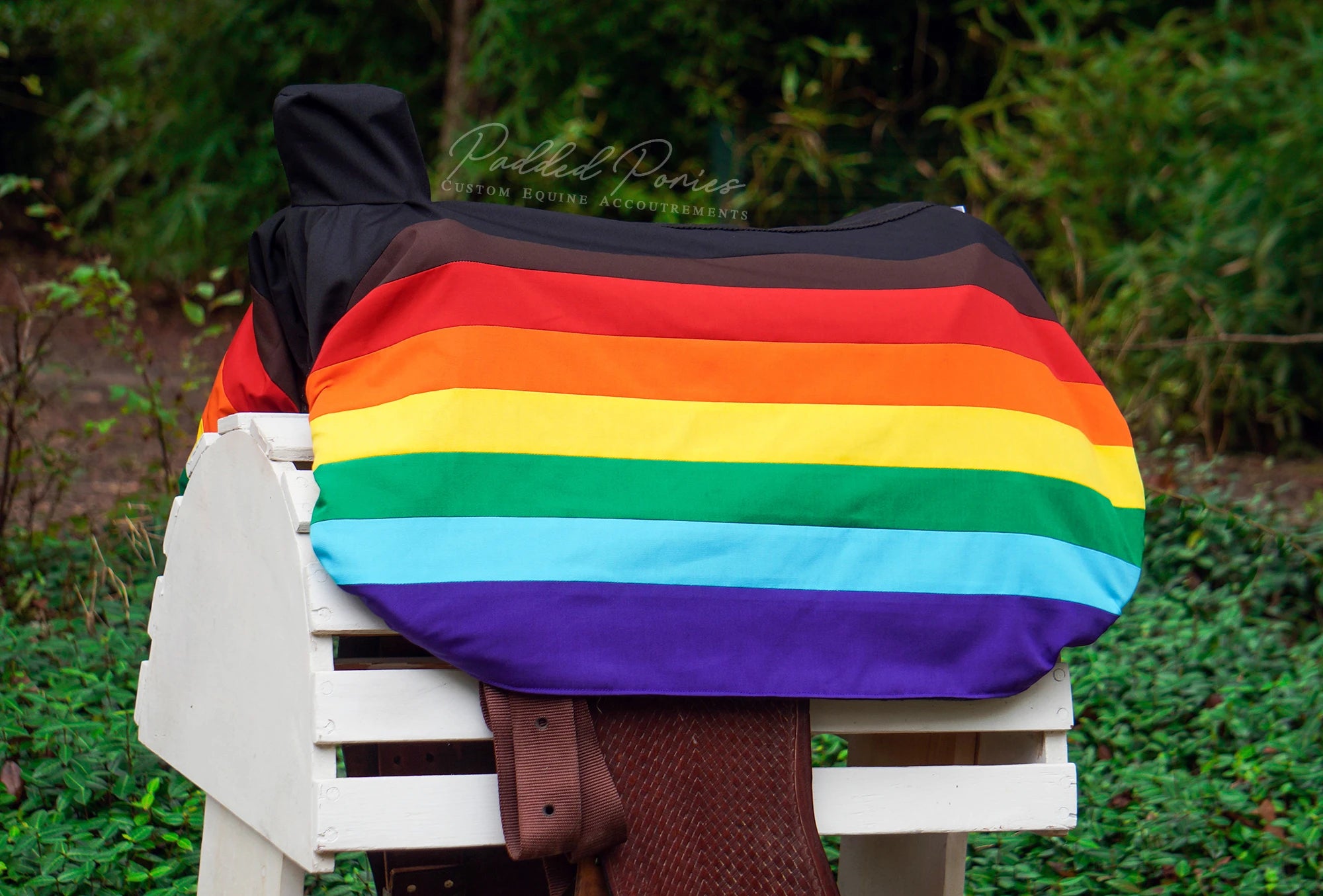 LGBTQ+ People of Color Inclusive Gay Rainbow Flag Western Saddle Cover