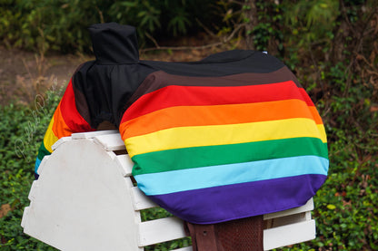 LGBTQ+ People of Color Inclusive Gay Rainbow Flag Western Saddle Cover