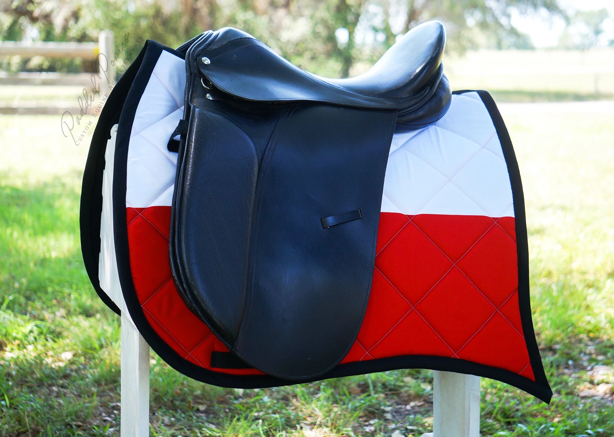 Polish Poland Flag Dressage Saddle Pad with Swallowtail Corner