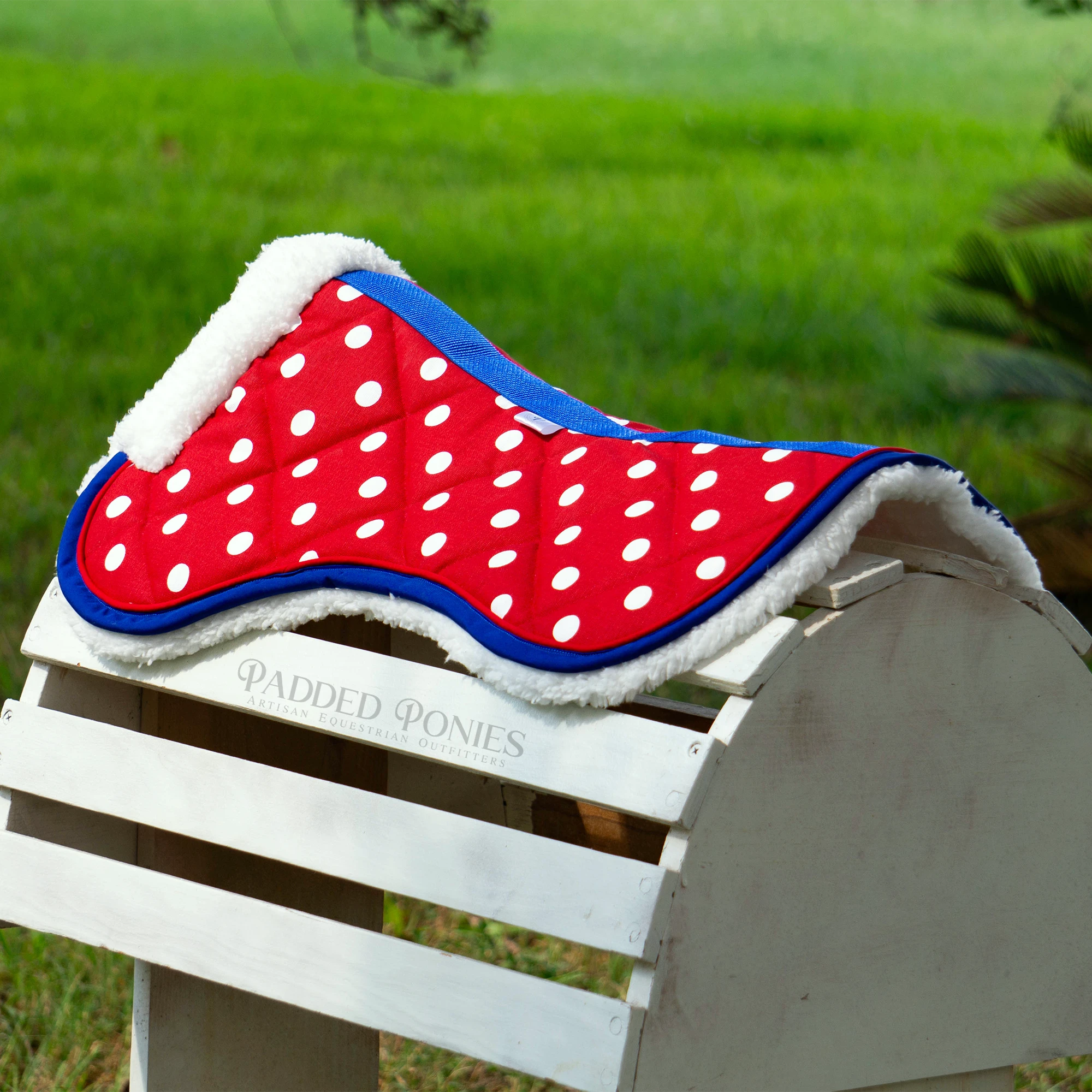 Red and Blue Polka Dot Fleece Half Pad