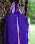 Purple Quilted Bridle Bag with Orchid Zipper and Straps with Fleece Lining